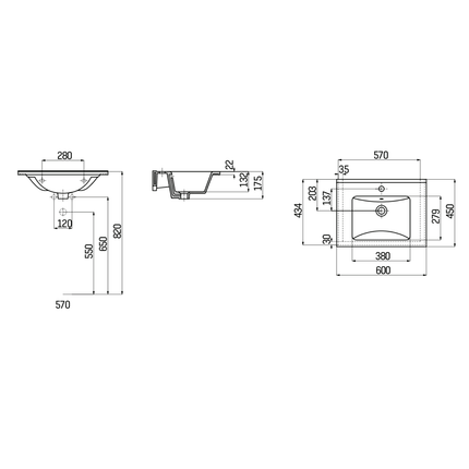 CREAVIT Wastafel – 60x45 cm – Wit