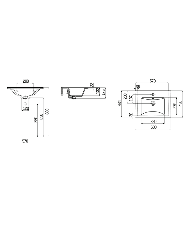CREAVIT Wastafel – 60x45 cm – Wit