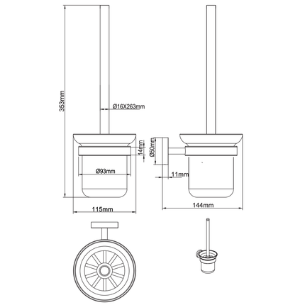 Aloni toiletborstel met houder – glazen pot – chroom