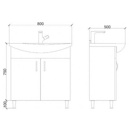 ALONI Aleco Wastafel – 80 cm – Wit
