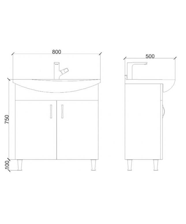 ALONI Aleco Wastafel – 80 cm – Wit