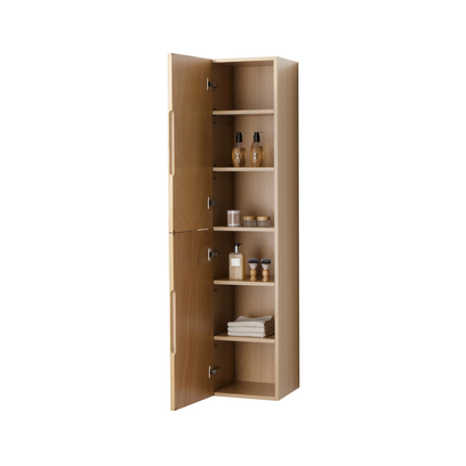 Aloni Begonia High bathroom cabinet - 35x160x35 cm - natural oak - handle -free & soft close - reversible