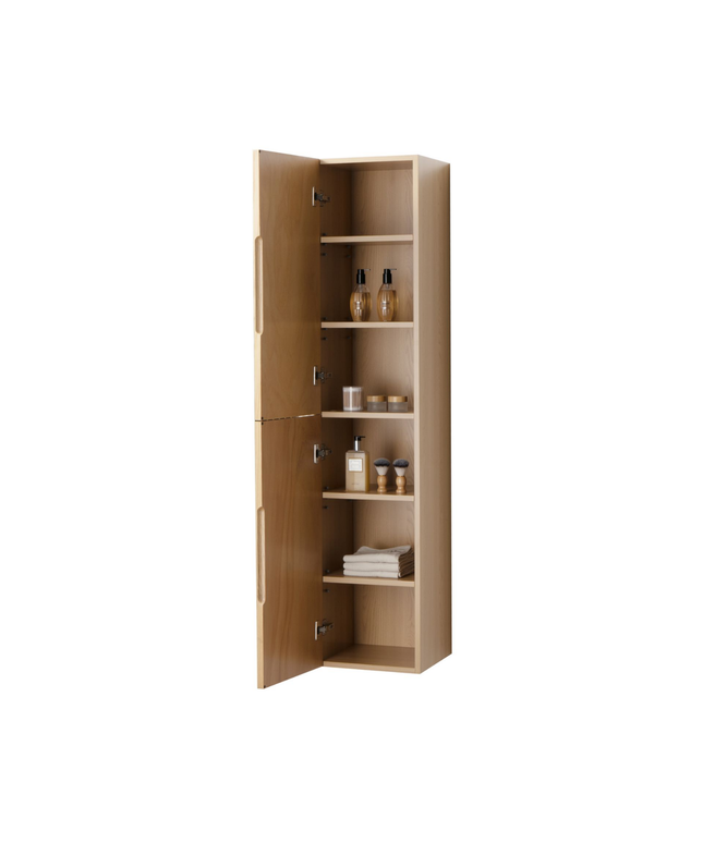 Aloni Begonia High bathroom cabinet - 35x160x35 cm - natural oak - handle -free & soft close - reversible