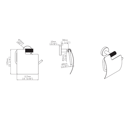Aloni Stria toiletrolhouder met klep – geborsteld RVS