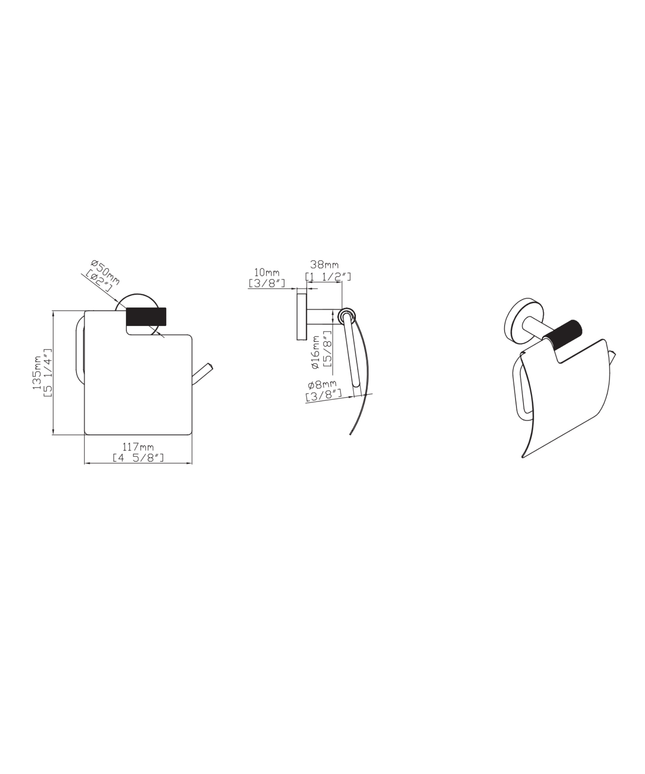 Aloni Stria toiletrolhouder met klep – geborsteld RVS