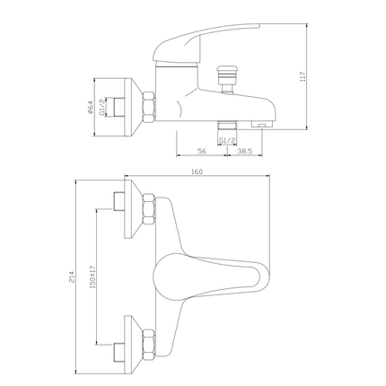 ALONI Pure bad- en douchemengkraan – chroom
