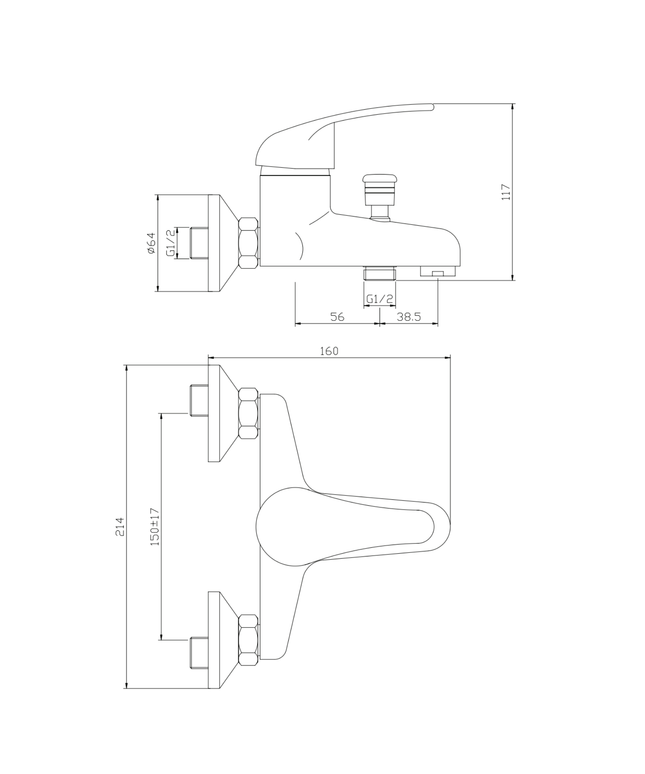 ALONI Pure bad- en douchemengkraan – chroom