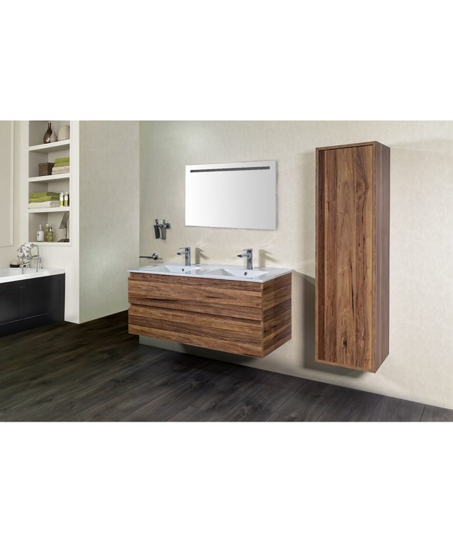 Aloni Sally High Bathroom Cabinet - 35x135x35 cm - Walnut - Softclose