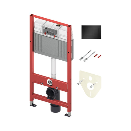 TECE Base Eco Inbouwreservoir met frame - 1120mm - Mat zwart bedieningsplaat