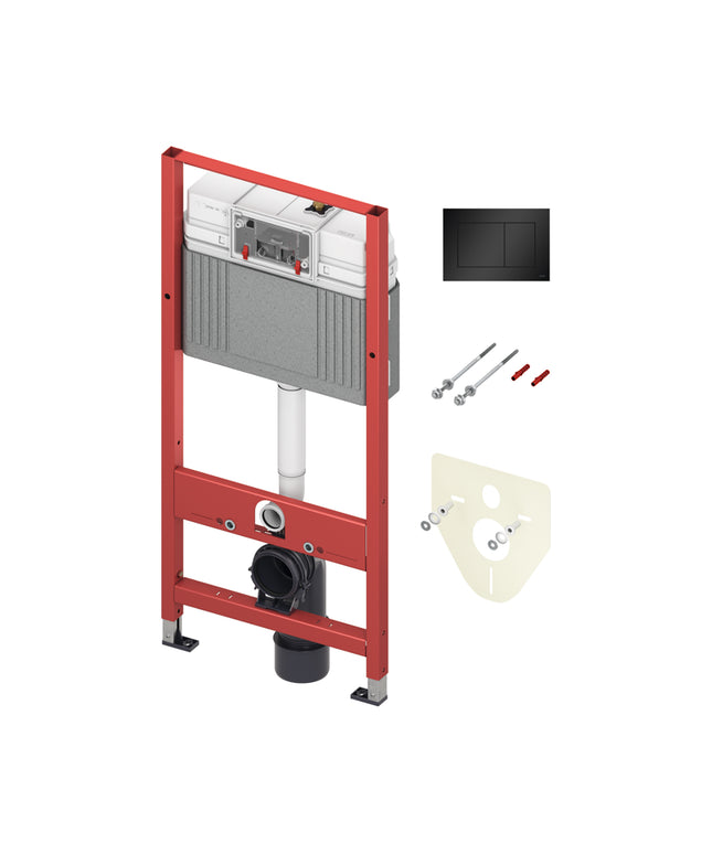 TECE Base Eco Inbouwreservoir met frame - 1120mm - Mat zwart bedieningsplaat