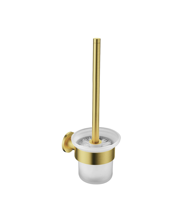 Aloni toiletborstel met houder – glazen pot – geborsteld goud