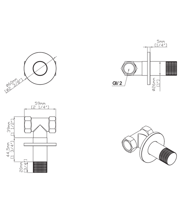 ALONI Stria bidetkraan – koud water – geborsteld RVS
