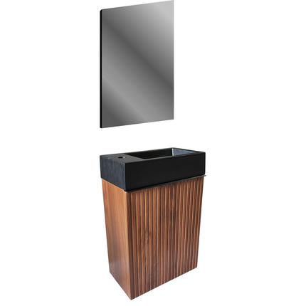 Aloni Mikaro toiletmeubelonderkast – 40x50x22,3 cm – walnoot – deur rechts