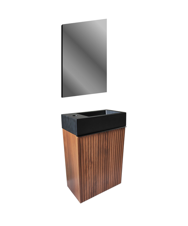 Aloni Mikaro toiletmeubelonderkast – 40x50x22,3 cm – walnoot – deur rechts