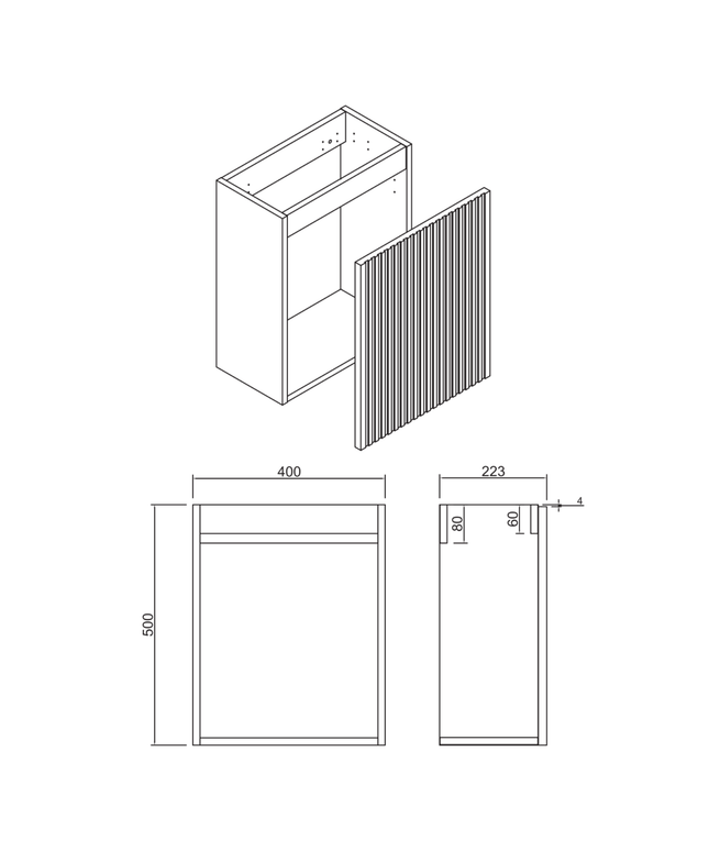 Aloni Mikaro toiletmeubelonderkast – 40x50x22,3 cm – walnoot – deur rechts