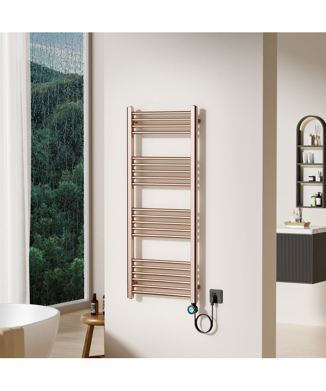 Radiador elétrico BELRAD 1200x500 mm - 700W - cobre escovado - termostato digital - Smart WiFi - conexão correta