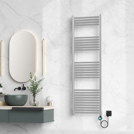 Radiador eléctrico vertical BELRAD 1600x500 mm – 700W – acero inoxidable cepillado – termostato digital – Smart WiFi – conexión derecha