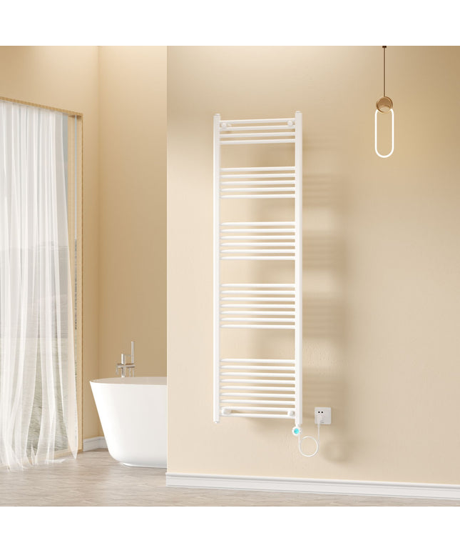 Radiador elétrico vertical BELRAD com WiFi – 1800x550 mm – 1000W – branco brilhante – termostato digital – conexão direita