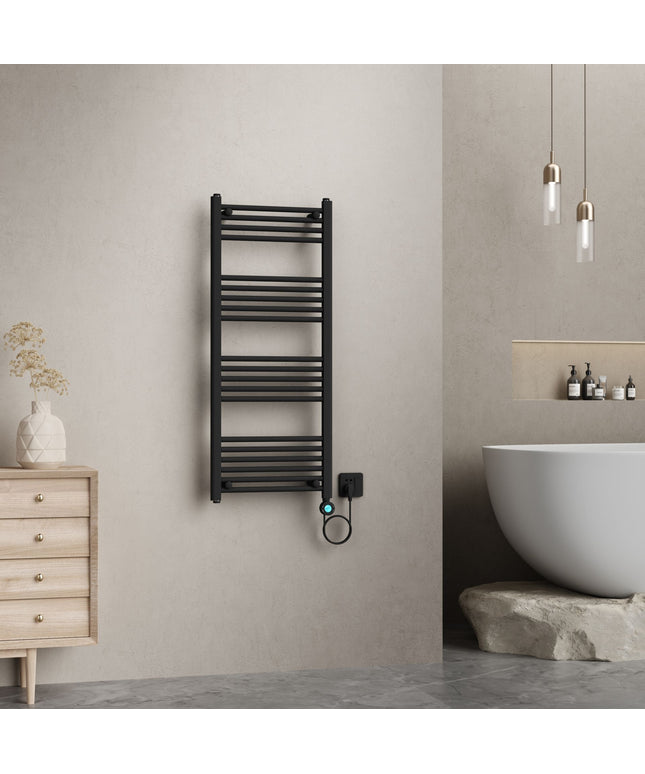 Radiador elétrico BELRAD 1200x500 mm - 700W - preto fosco - termostato digital - Smart WiFi - conexão correta