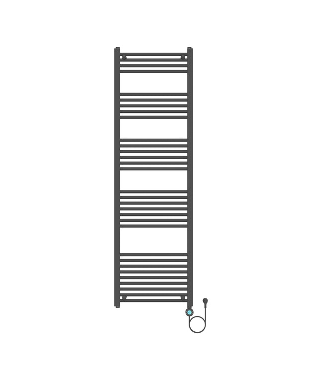 Radiador elétrico vertical BELRAD com WiFi – 1800x550 mm – 1000W – preto fosco – termostato digital – conexão direita