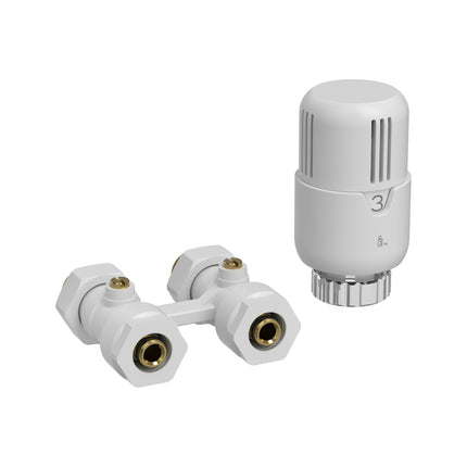 BELRAD H-Blok Radiatoraansluitset - Recht Vloeraansluiting M30 1/2Mx16/2 - Glanzend wit
