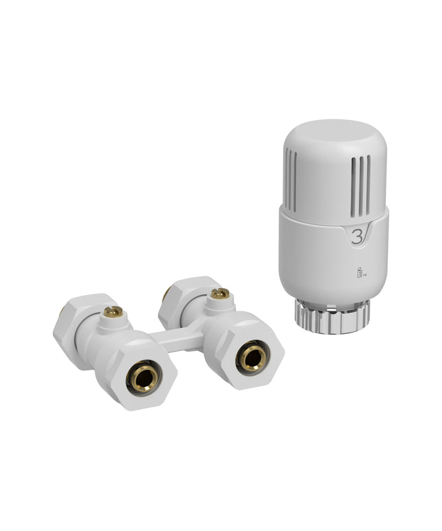 BELRAD H-Blok Radiatoraansluitset - Recht Vloeraansluiting M30 1/2Mx16/2 - Glanzend wit