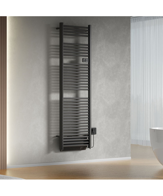 Toalheiro elétrico BELRAD com soprador - Smart WiFi - termostato digital - 2000W - 1840x540 mm - preto fosco