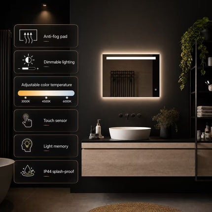 Loxa Ambi LED Spiegel 80 x 60 cm - Rechthoek