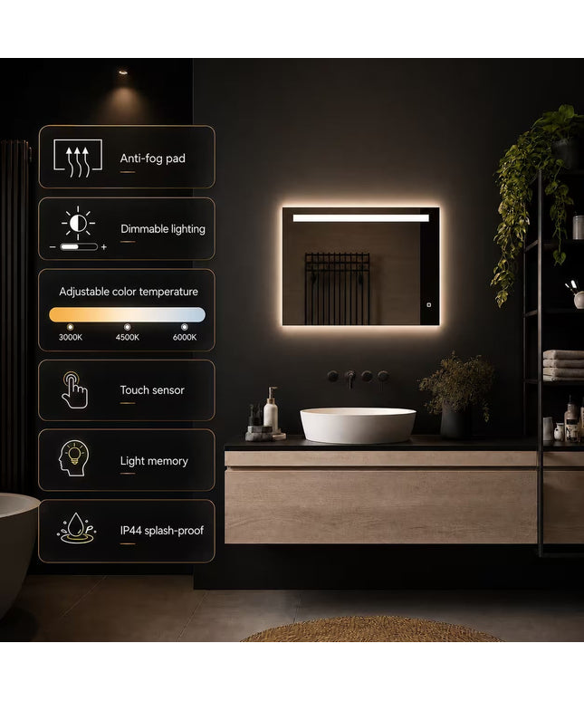 Loxa Ambi LED Spiegel 80 x 60 cm - Rechthoek