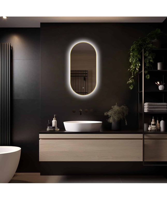 Loxa Aurelia Ovale LED Spiegel 40 x 80 cm - Gouden Lijst