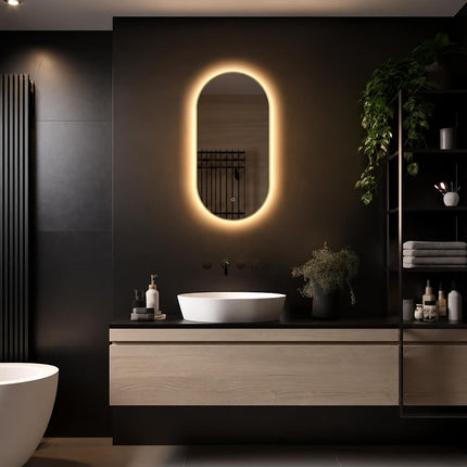 Loxa Aurelia Ovale LED Spiegel 40 x 80 cm - Gouden Lijst - afbeelding 2