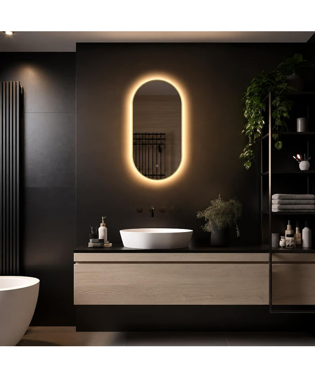 Loxa Aurelia Ovale LED Spiegel 40 x 80 cm - Gouden Lijst - afbeelding 2