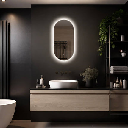 Loxa Aurelia Ovale LED Spiegel 40 x 80 cm - Gouden Lijst - afbeelding 3