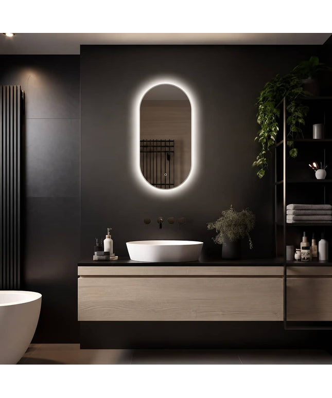 Loxa Aurelia Ovale LED Spiegel 40 x 80 cm - Gouden Lijst - afbeelding 3