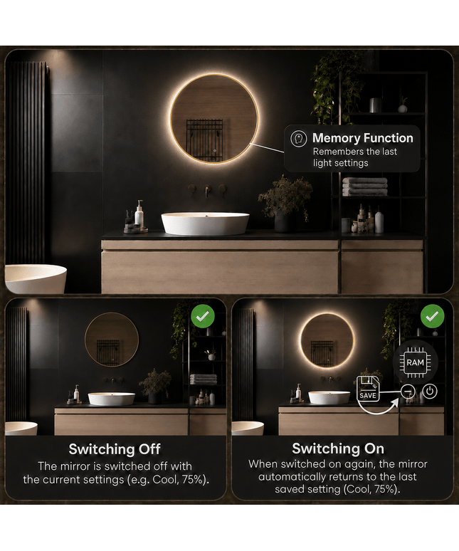 Loxa Aurora Ronde LED Spiegel Ø70 cm - Gouden Lijst - afbeelding 8