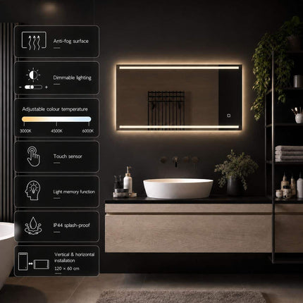 Loxa Felix LED Spiegel 120 x 70 cm - Rechthoek