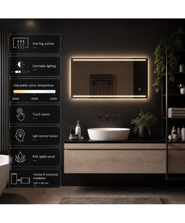 Loxa Felix LED Spiegel 120 x 70 cm - Rechthoek