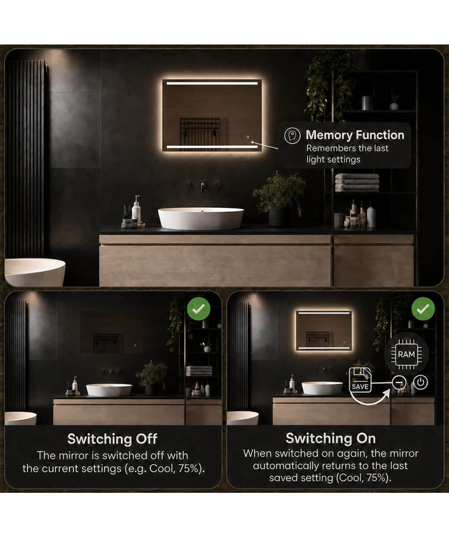 Loxa Felix LED Spiegel 80 x 60 cm - Rechthoek