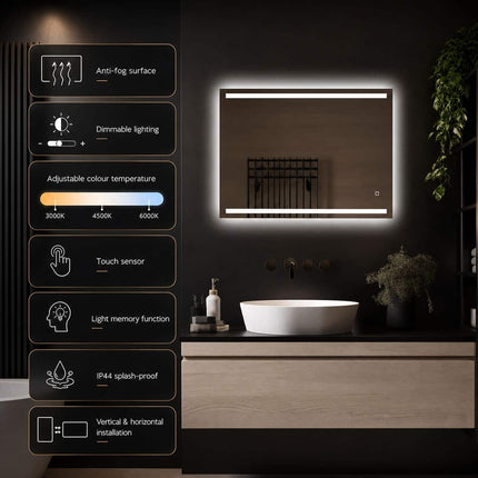 Loxa Felix LED Spiegel 80 x 60 cm - Rechthoek - afbeelding 2