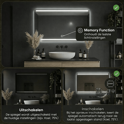 Loxa Felix LED Spiegel 120 x 70 cm - Rechthoek