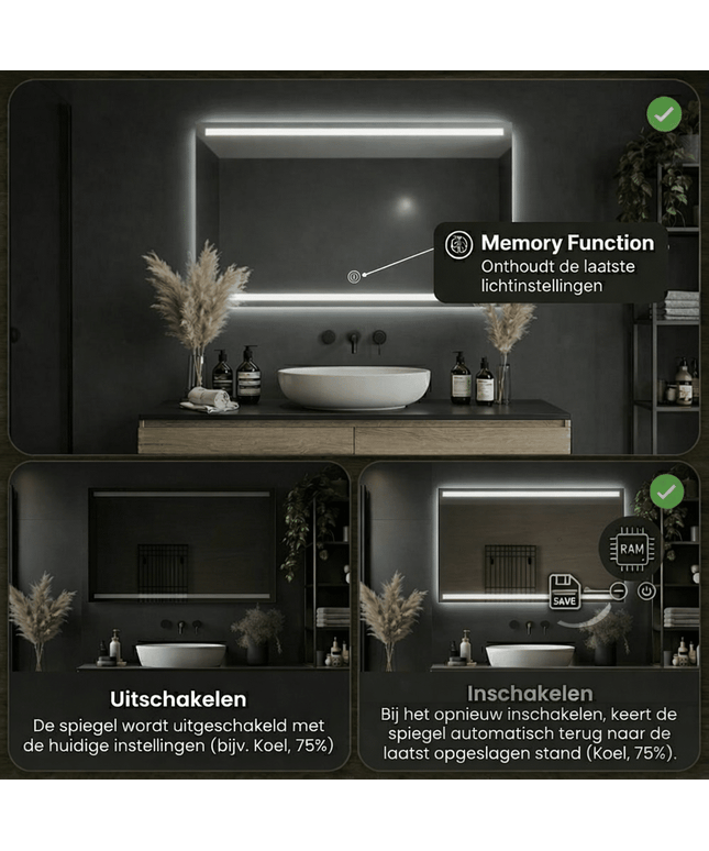 Loxa Felix LED Spiegel 120 x 70 cm - Rechthoek