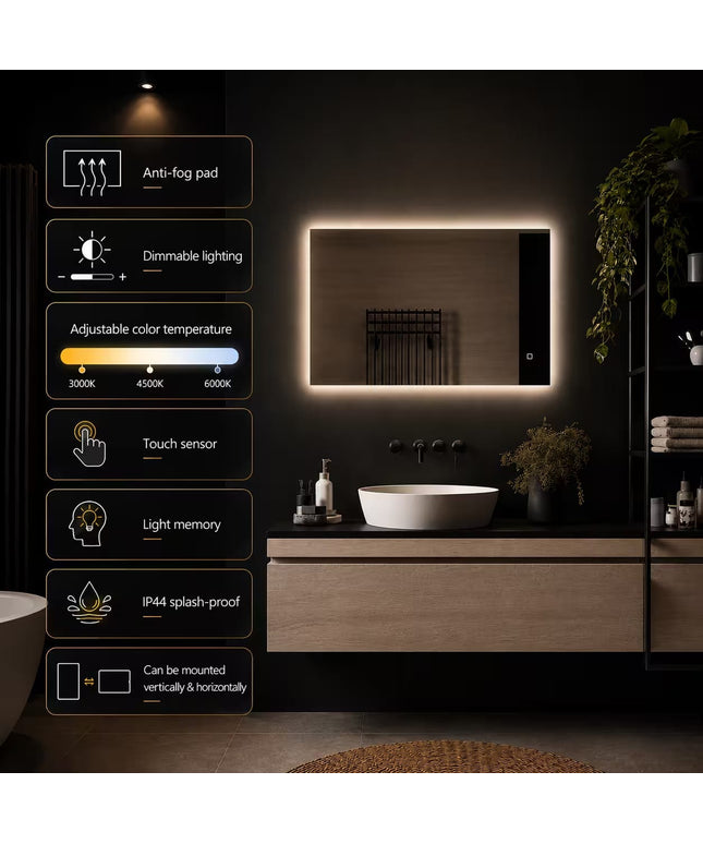 Loxa Livorno LED Spiegel 100 x 60 cm - Rechthoek