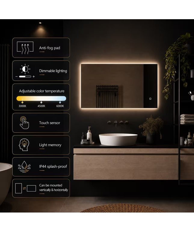 Loxa Livorno LED Spiegel 120 x 60 cm - Rechthoek