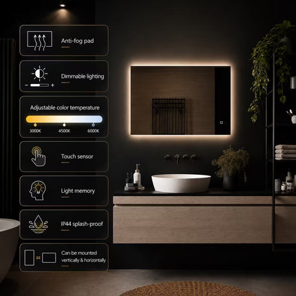 Loxa Livorno LED Spiegel 80 x 60 cm - Rechthoek