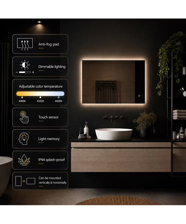 Loxa Livorno LED Spiegel 80 x 60 cm - Rechthoek
