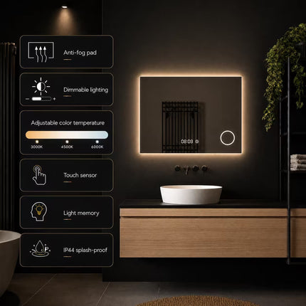 Loxa Lorina LED Spiegel 80 x 60 cm - Rechthoek - afbeelding 2