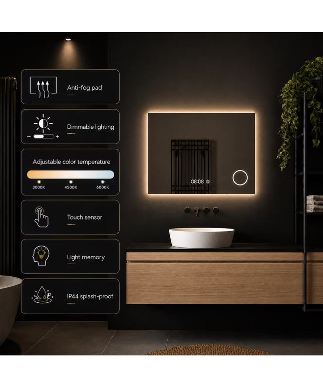 Loxa Lorina LED Spiegel 80 x 60 cm - Rechthoek - afbeelding 2