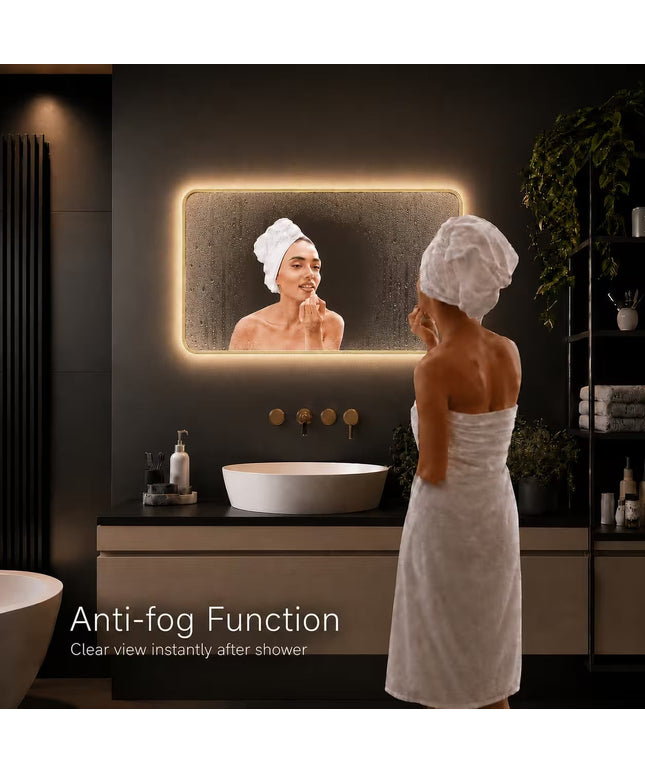 Loxa Marbella LED Spiegel 100 x 60 cm - Rechthoek, Gouden Lijst