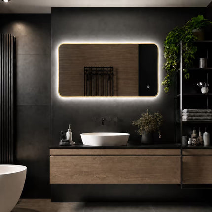 Loxa Marbella LED Spiegel 100 x 60 cm - Rechthoek, Gouden Lijst