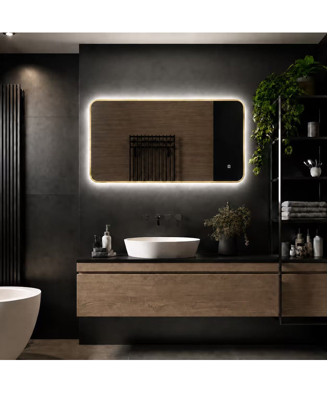 Loxa Marbella LED Spiegel 100 x 60 cm - Rechthoek, Gouden Lijst